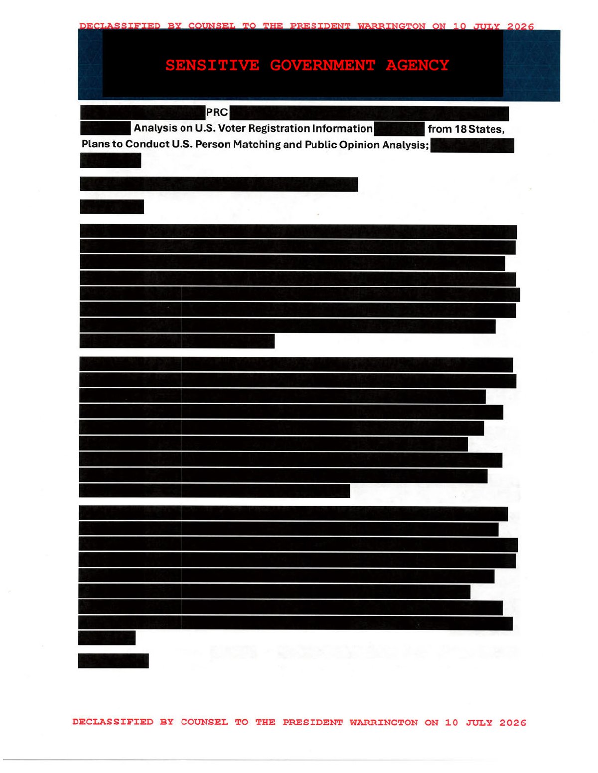 Scan of Analysis on U.S. Voter Registration Information from 18 States, page 1