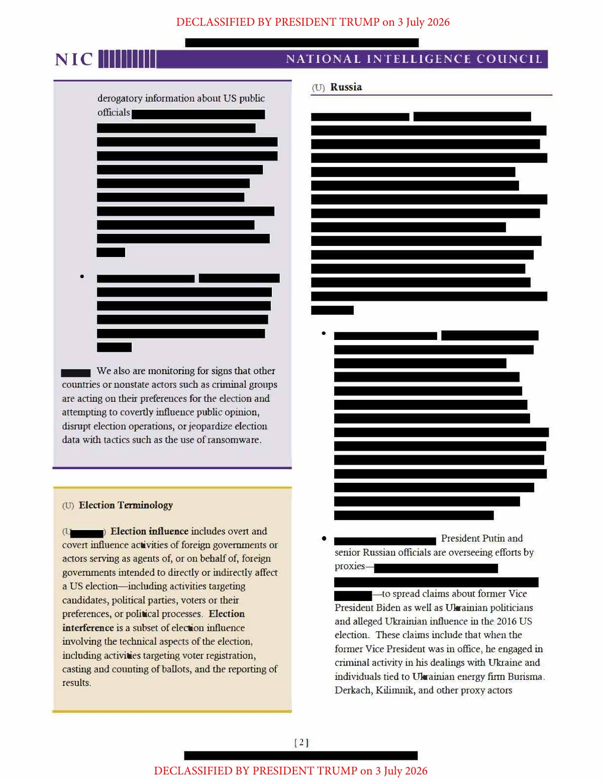 Scan of NICA — Foreign Threats to 2020 US Federal Elections (19 August 2020), page 2