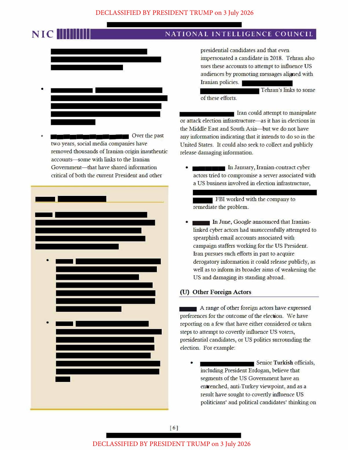 Scan of NICA — Foreign Threats to 2020 US Federal Elections (19 August 2020), page 6