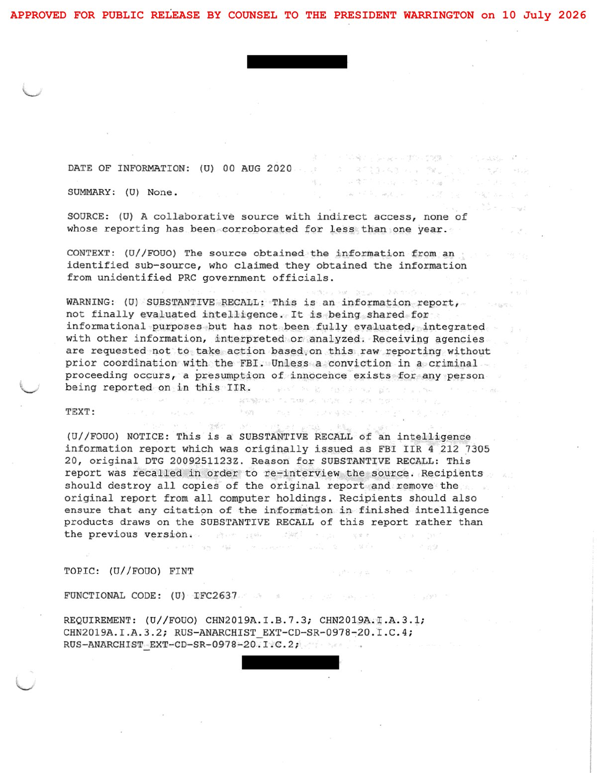 Scan of FBI Albany Briefing Handout / Tasking Package (Strategic Review of the Recalled IIR), page 15