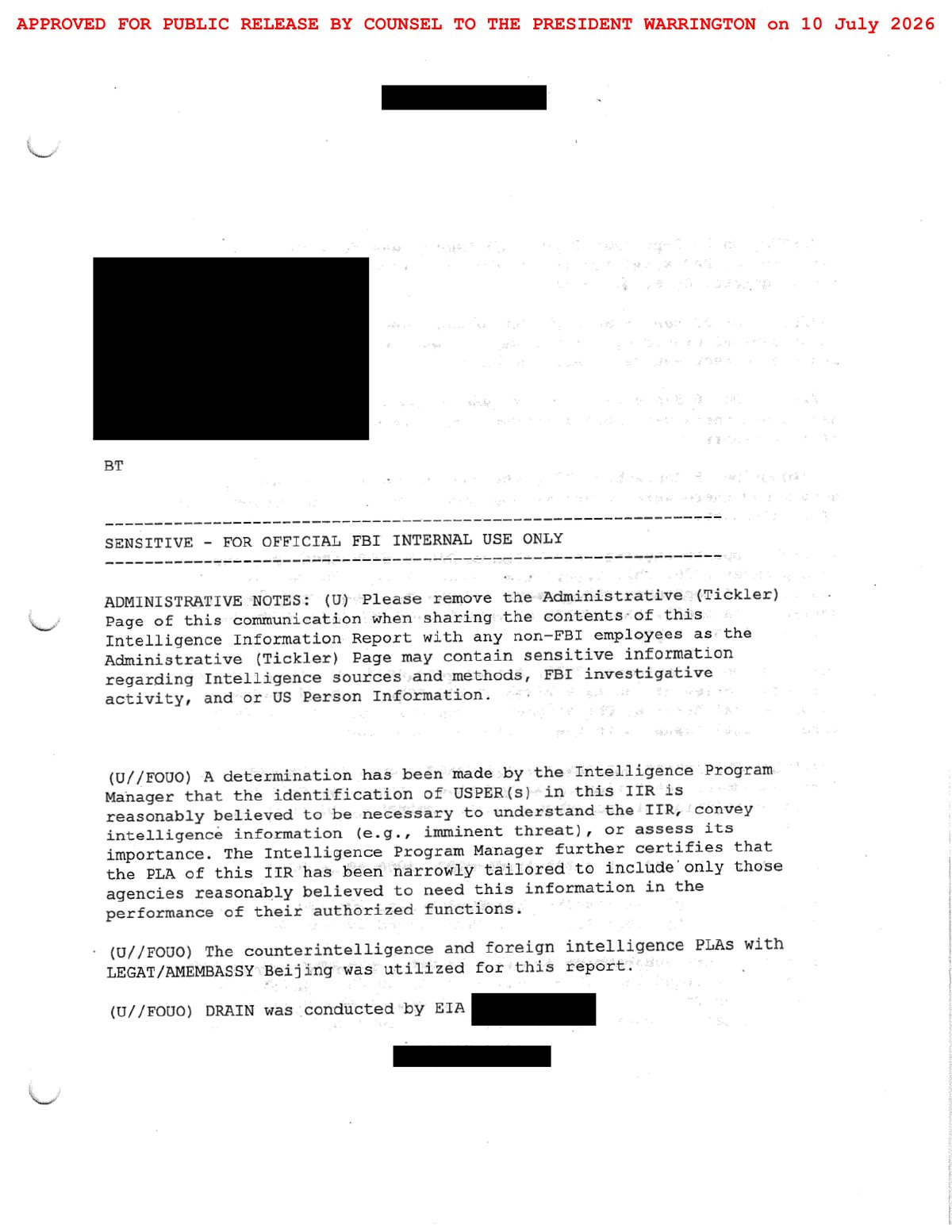Scan of FBI Albany Briefing Handout / Tasking Package (Strategic Review of the Recalled IIR), page 16