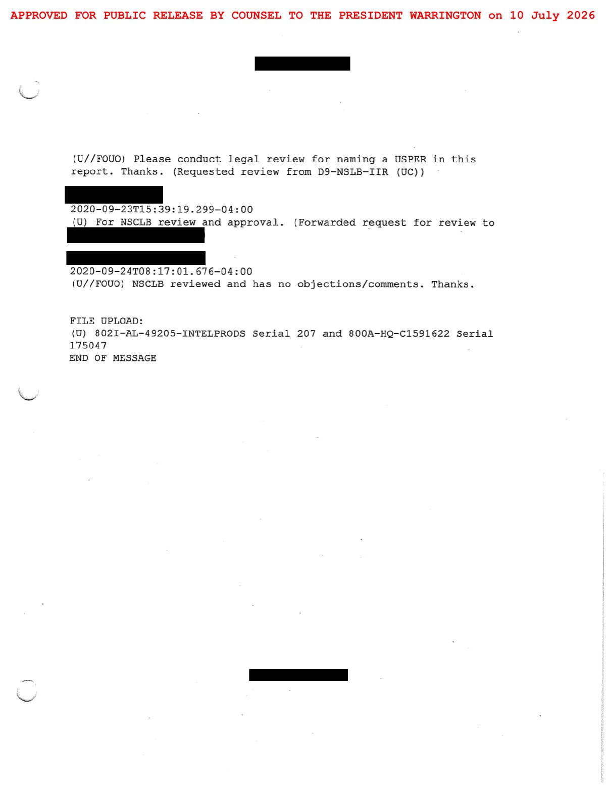 Scan of FBI Albany Briefing Handout / Tasking Package (Strategic Review of the Recalled IIR), page 18