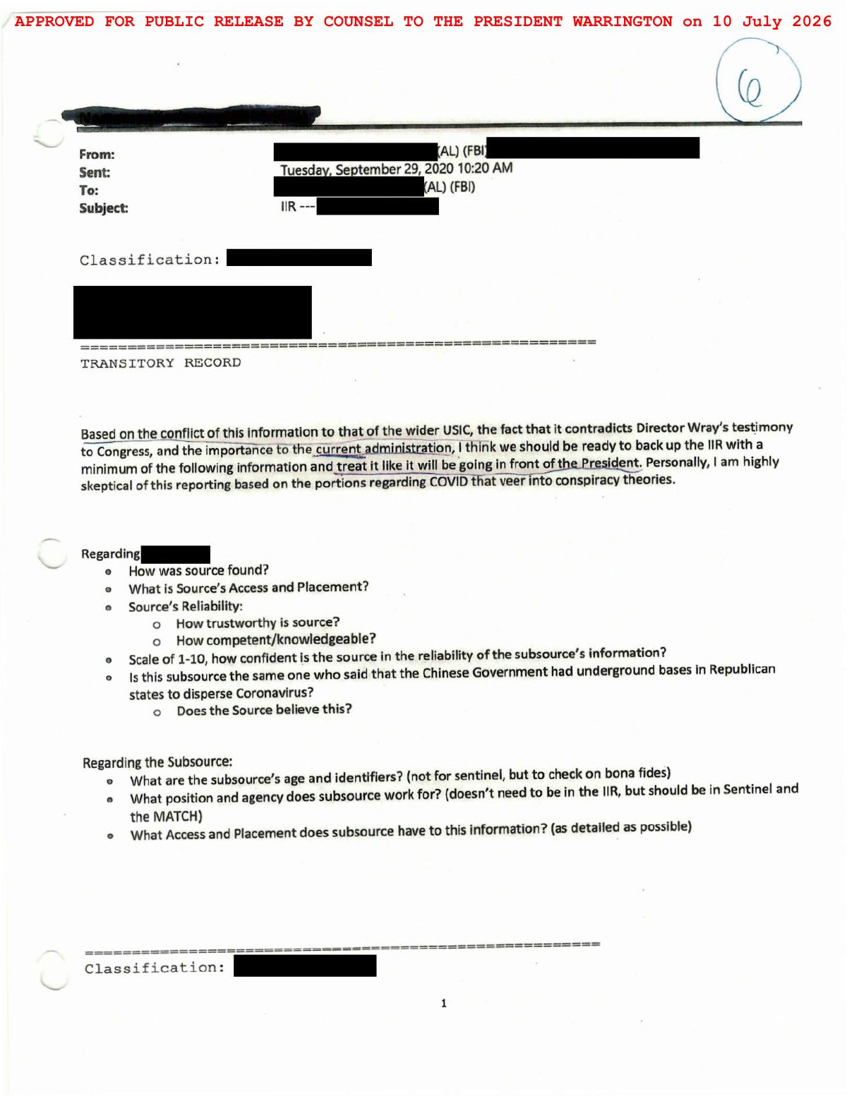 Scan of FBI Albany Briefing Handout / Tasking Package (Strategic Review of the Recalled IIR), page 19