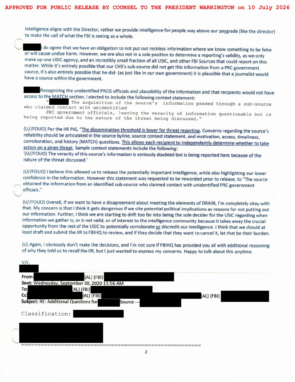 Scan of FBI Albany Briefing Handout / Tasking Package (Strategic Review of the Recalled IIR), page 26