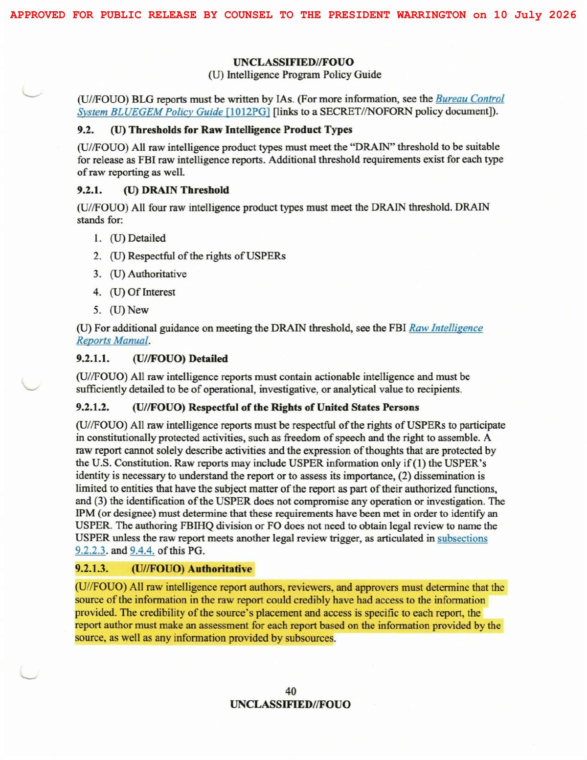 Scan of FBI Albany Briefing Handout / Tasking Package (Strategic Review of the Recalled IIR), page 7