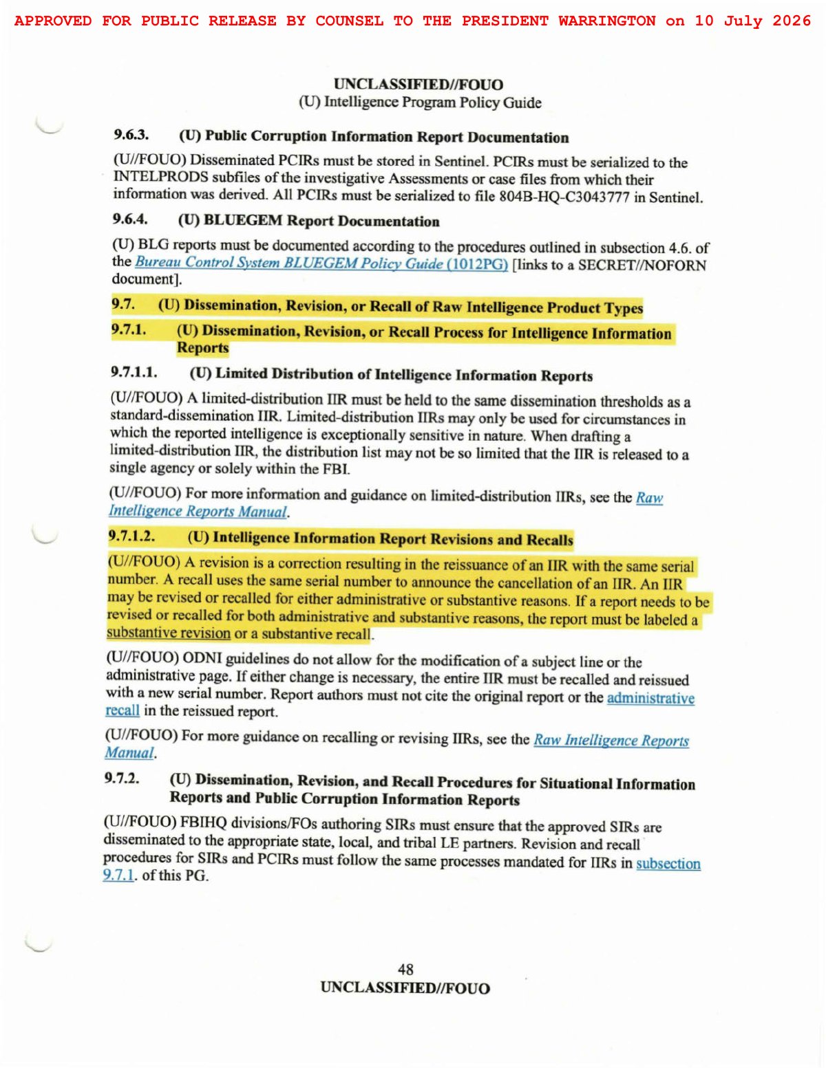Scan of FBI Albany Briefing Handout / Tasking Package (Strategic Review of the Recalled IIR), page 8