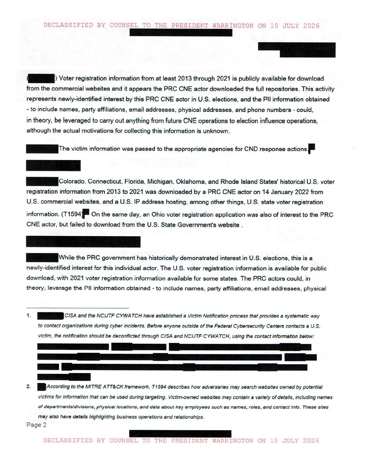 Scan of US Voter Registration for 6 States - clean - declass marked Redacted, page 2
