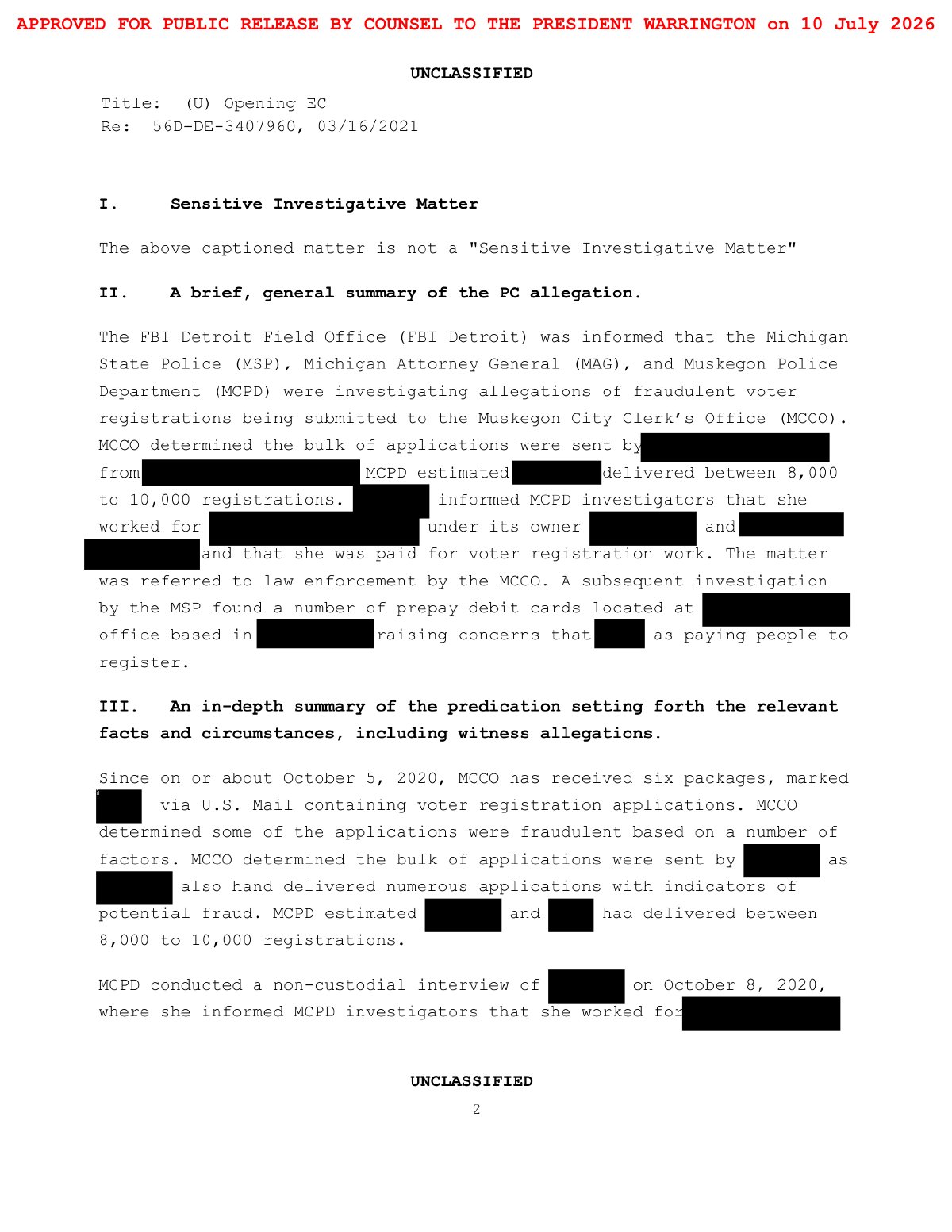 Scan of Opening Electronic Communication (Full Investigation), page 2