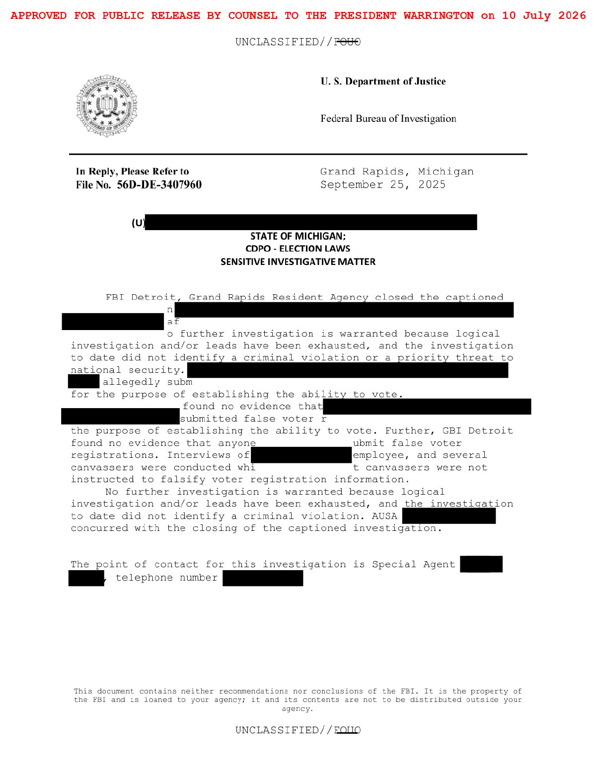 Scan of Grand Rapids Closing Communication, page 1