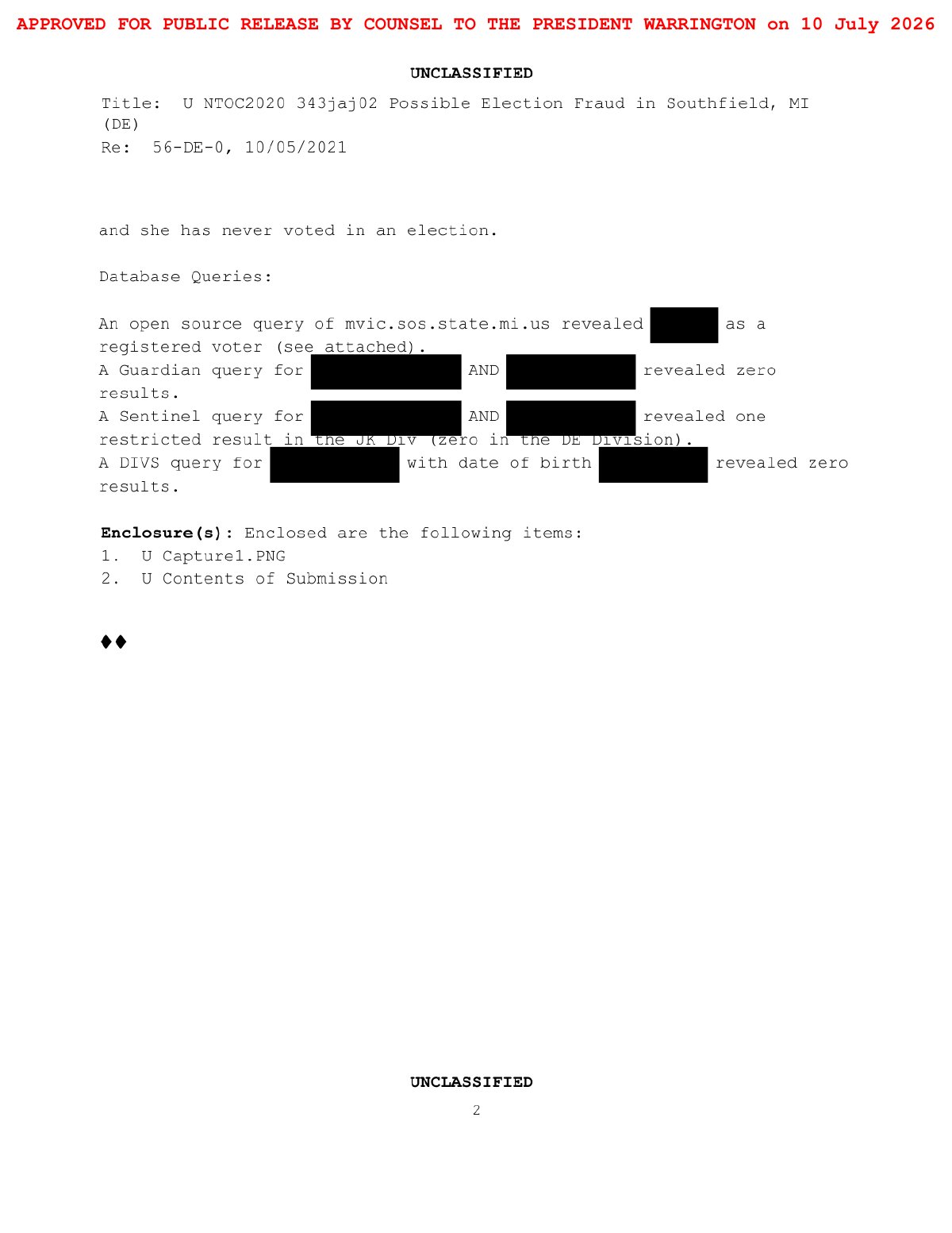 Scan of Voter Confirms She Did Not Register But Received Ballot (Southfield), page 2