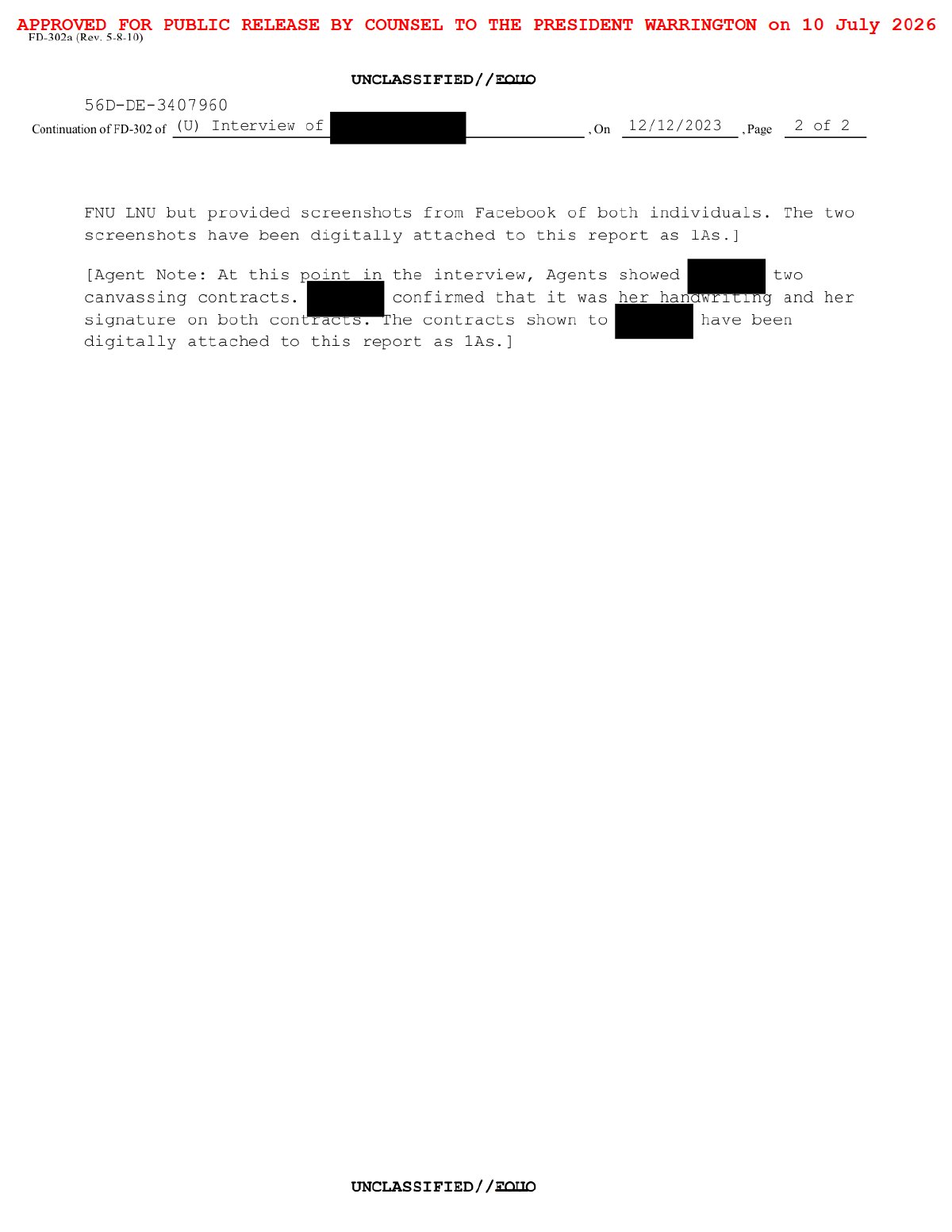 Scan of Canvasser Interview — Pot/Money For Registrations, page 2