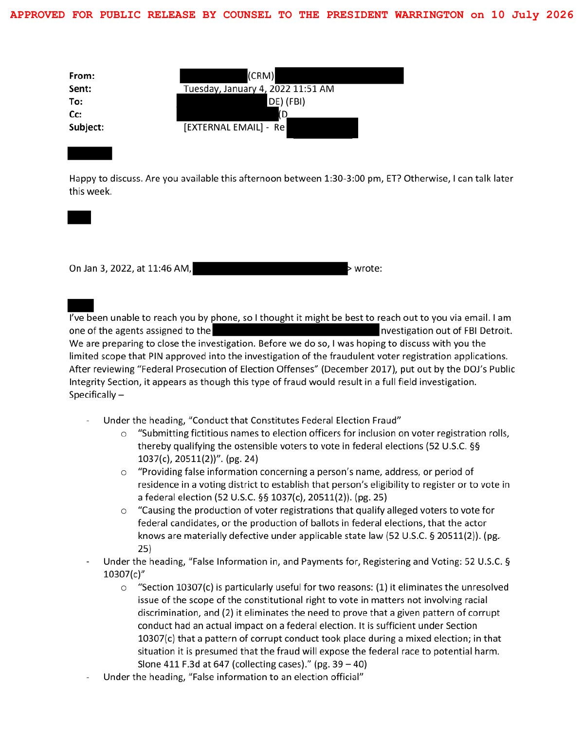 Scan of GBI Strategies — Pre-Closing Scope Discussion Email, page 1