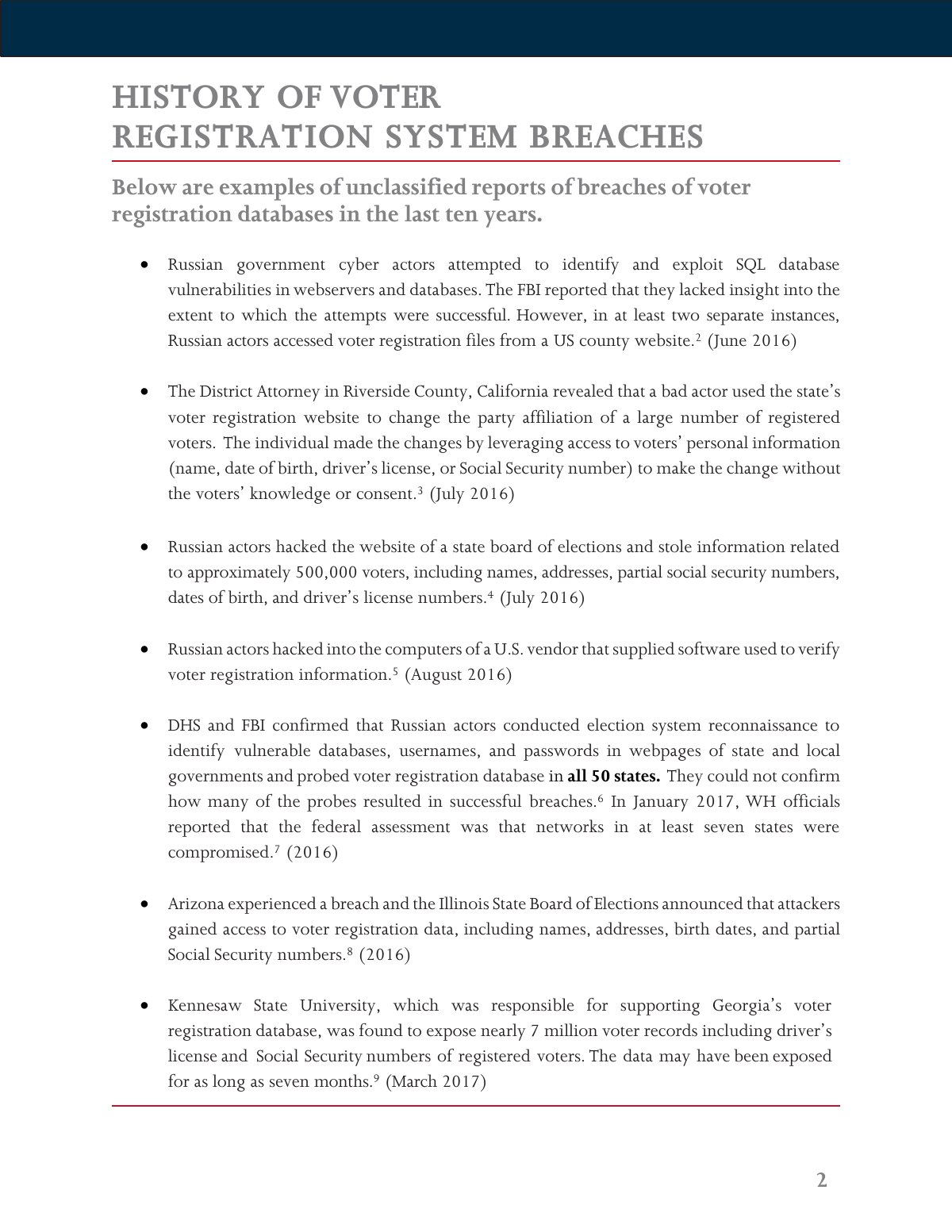 Scan of Recognizing and Addressing Threats to Statewide Voter Registration Databases, page 3
