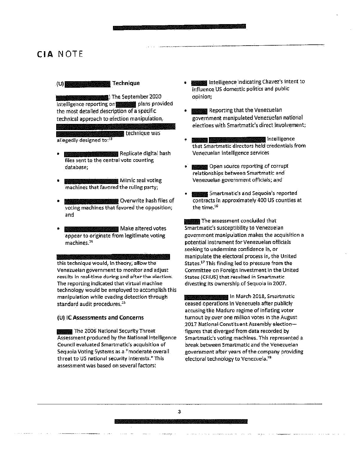 Scan of Summary of Select Intelligence Reporting from 2004-2020 on Venezuela's Electronic Voting Manipulation Capabilities, page 4