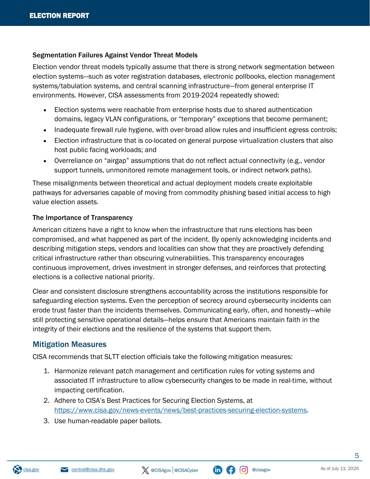Scan of Election Report (CISA), page 5