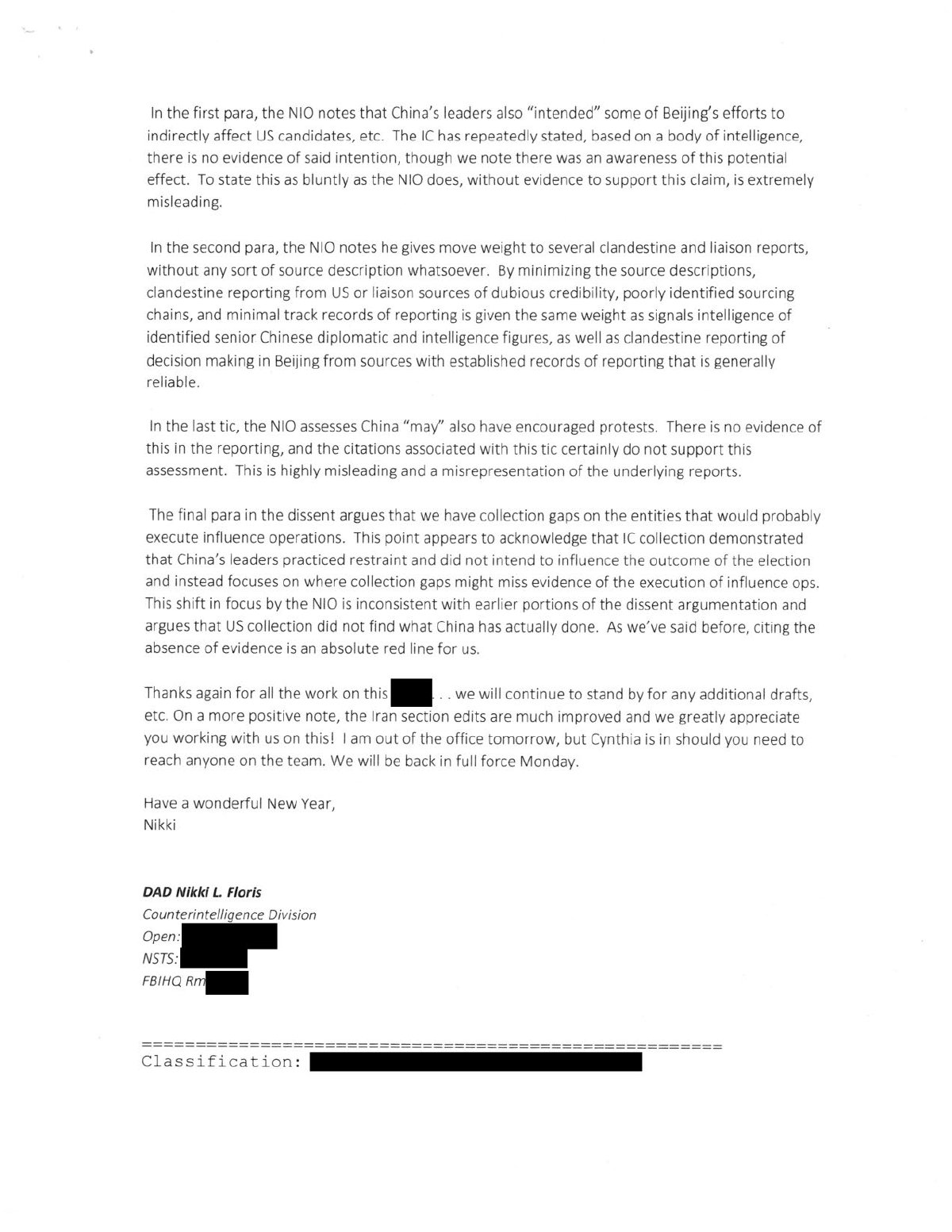 Scan of Email — "FW: ICA Comments" / Comments Re Minority View (30 Dec 2020), page 2
