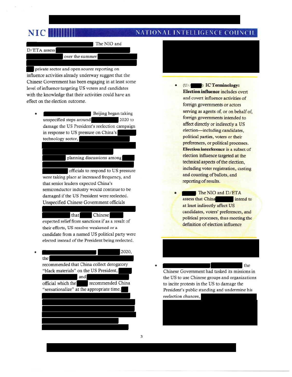 Scan of Making the Case That China Has Taken Some Steps to Influence the Presidential Election (NICM — Alternative View), page 3
