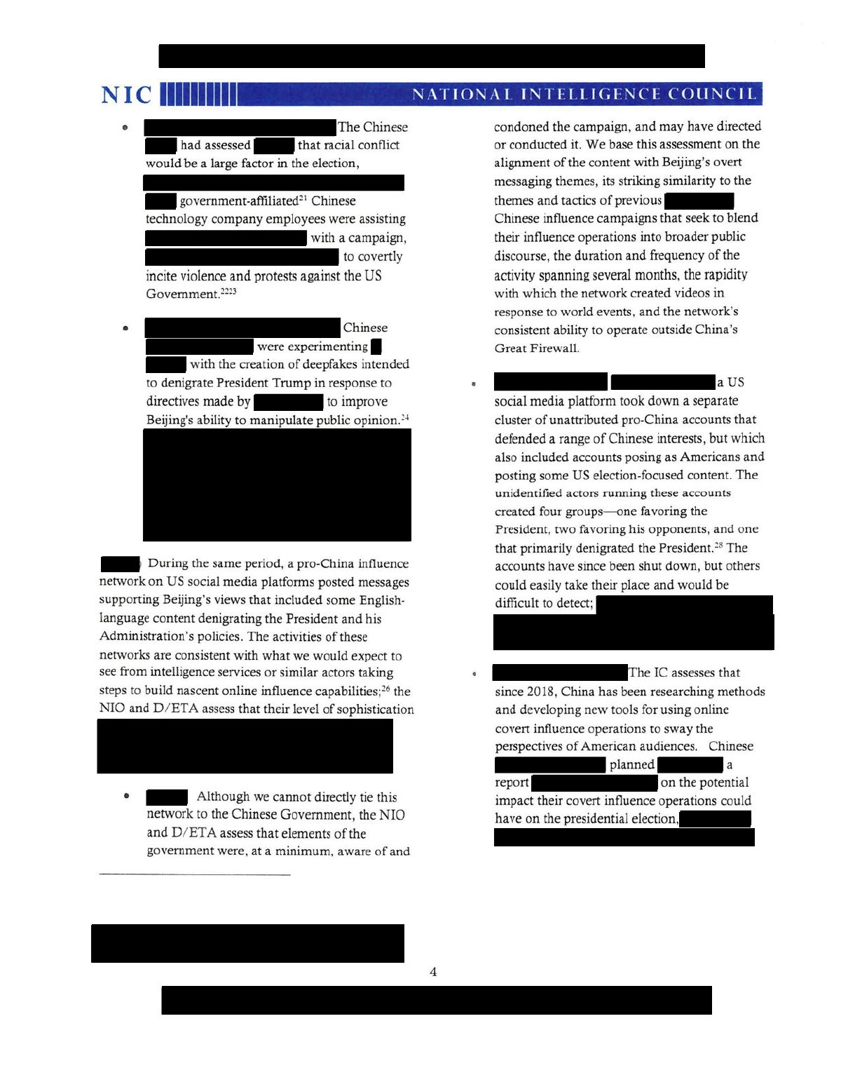 Scan of Making the Case That China Has Taken Some Steps to Influence the Presidential Election (NICM — Alternative View), page 4