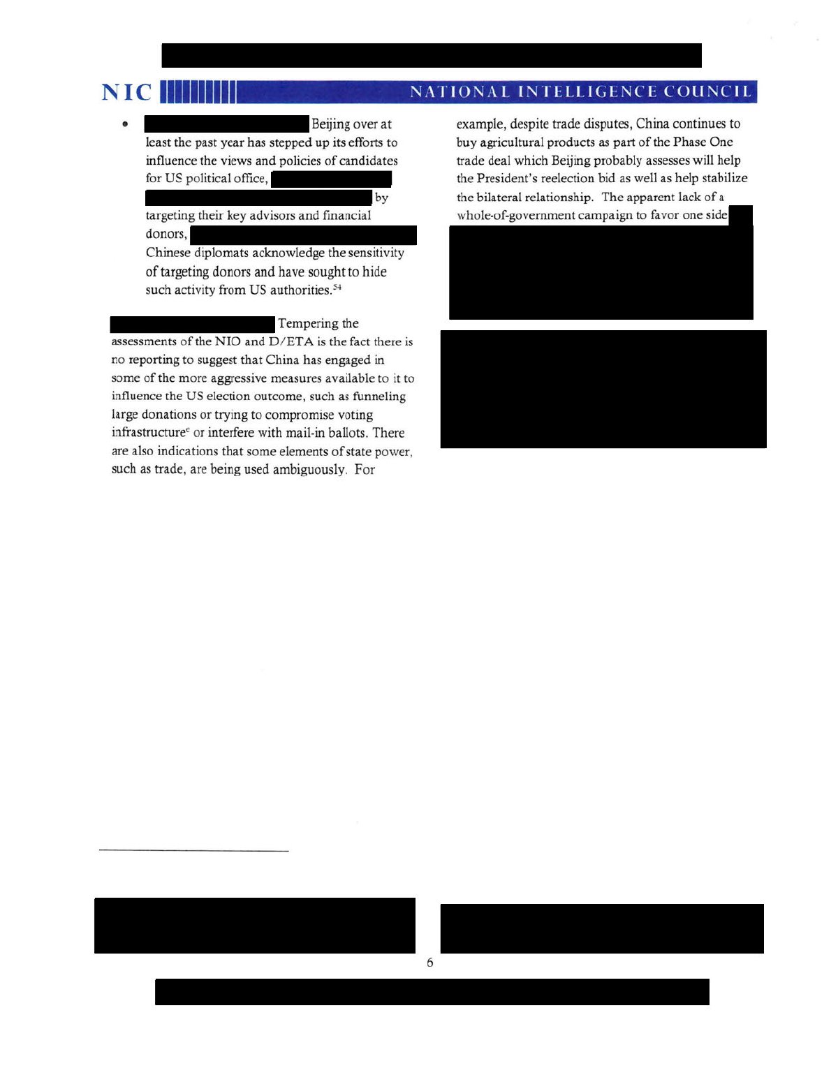Scan of Making the Case That China Has Taken Some Steps to Influence the Presidential Election (NICM — Alternative View), page 6