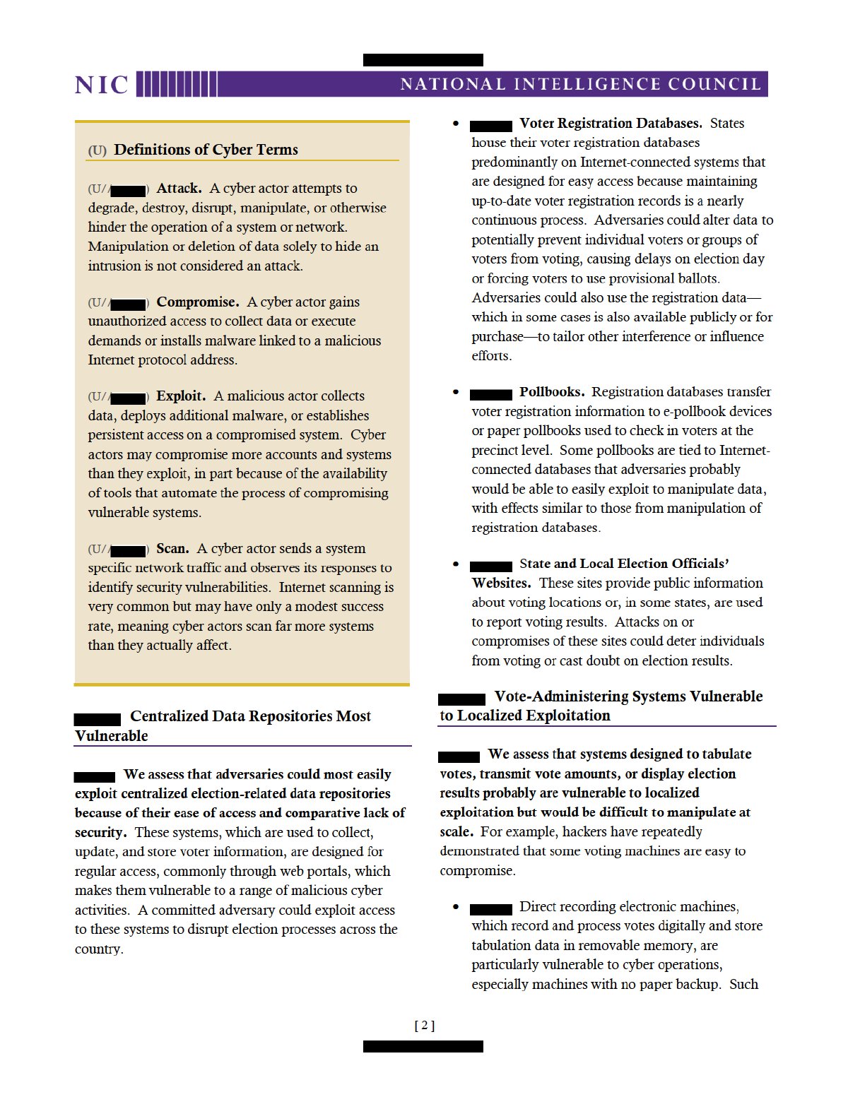 Scan of Vulnerabilities in US 2020 Election Infrastructure (NICM), page 2